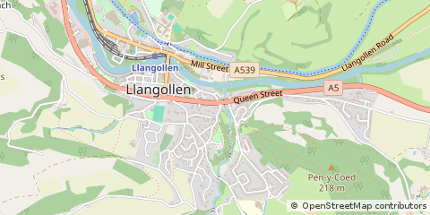 Map of Llangollen, Denbighshire