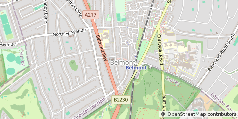Map of Belmont, Surrey