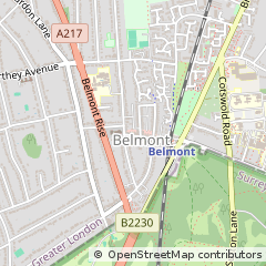 Map of Belmont, Surrey