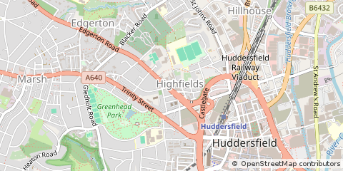 Map of Huddersfield, West Yorkshire