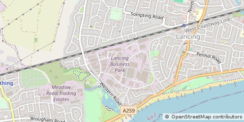 Map of Lancing, West Sussex