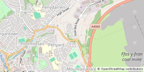 Map of Merthyr Tydfil, MID Glamorgan