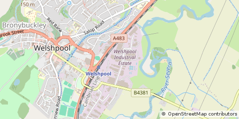 Map of Welshpool, Powys