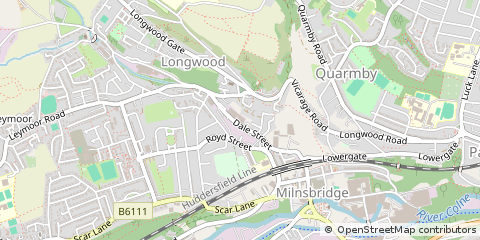 Map of Huddersfield, West Yorkshire