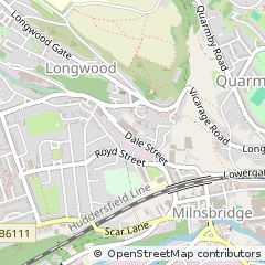 Map of Huddersfield, West Yorkshire