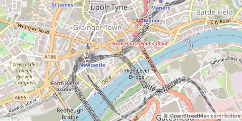 Map of Newcastle Upon Tyne, Tyne and Wear