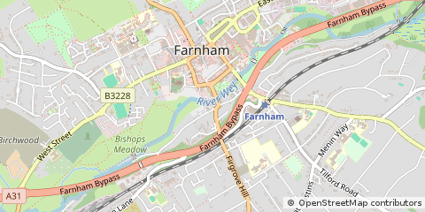 Map of Farnham, Surrey
