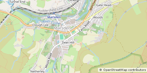Map of Huddersfield, West Yorkshire