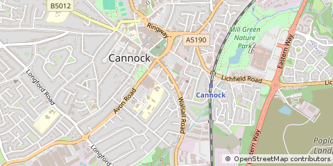 Map of Cannock, West Midlands