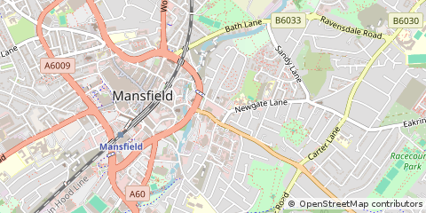 Map of Mansfield, Nottinghamshire