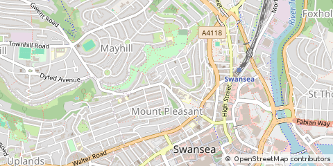 Map of Swansea, West Glamorgan