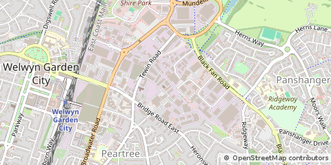 Map of Welwyn Garden City, Hertfordshire