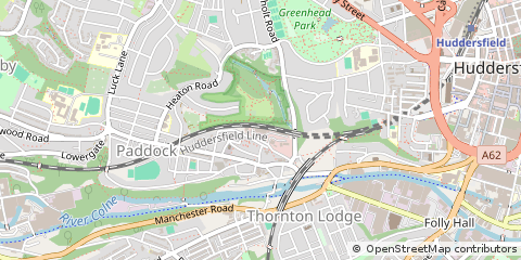 Map of Huddersfield, West Yorkshire