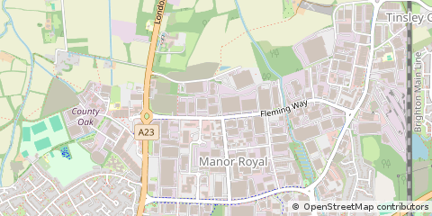Map of Crawley, West Sussex