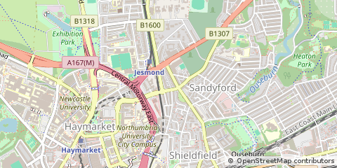 Map of Newcastle Upon Tyne, Tyne and Wear