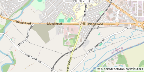 Map of Bridgend, MID Glamorgan