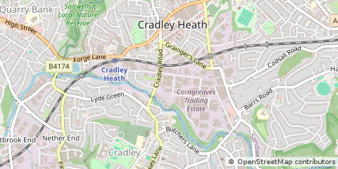 Map of Cradley Heath, West Midlands