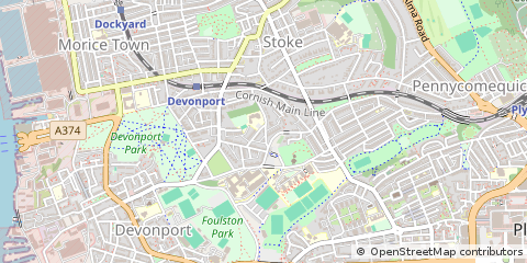 Map of Plymouth, Devon