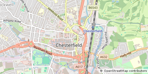 Map of Chesterfield, Derbyshire