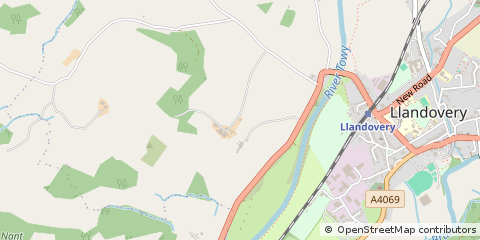 Map of Llandovery, Carmarthenshire