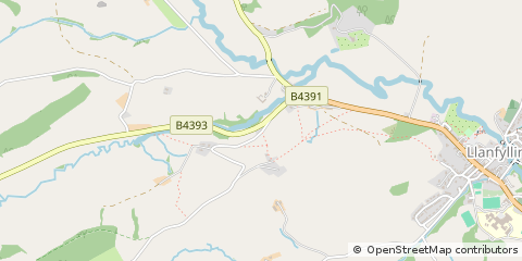 Map of Llanfyllin, Powys