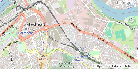 Map of Gateshead, Newcastle Upon Tyne