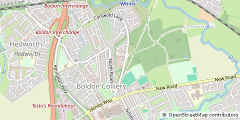 Map of Boldon Colliery, Tyne and Wear