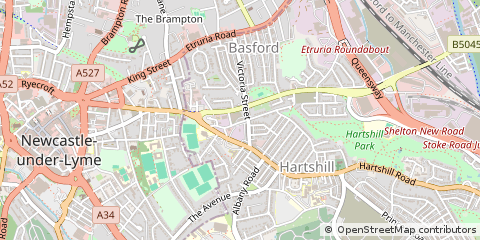 Map of Hartshill, Stoke on Trent