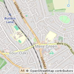 Map of Sutton Coldfield, West Midlands