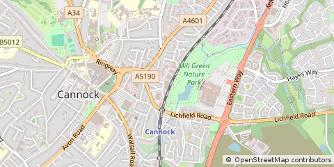Map of Cannock, Staffordshire