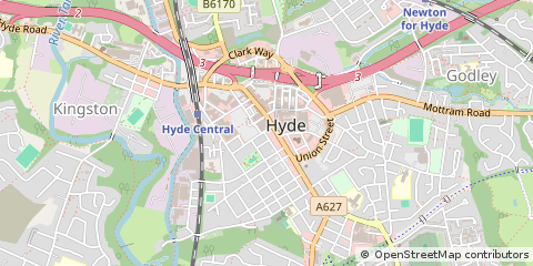 Map of Hyde, Cheshire