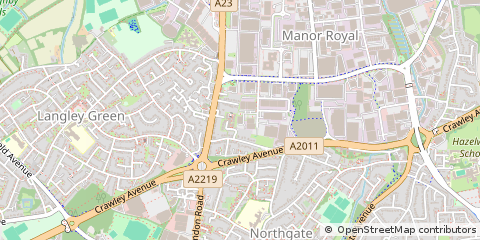 Map of Crawley, West Sussex