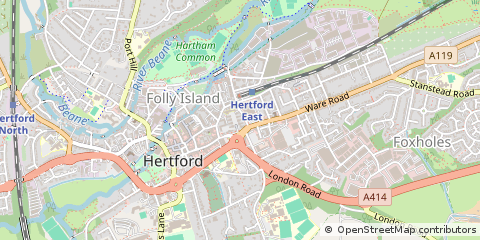 Map of Hertford, Hertfordshire