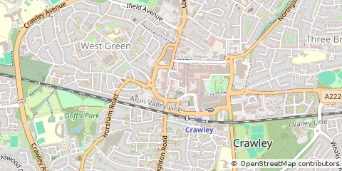 Map of Crawley, West Sussex