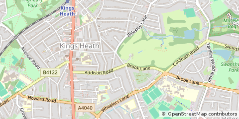Map of Kings Heath, Birmingham
