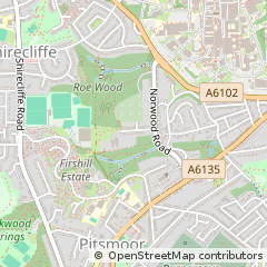 Map of Sheffield, South Yorkshire