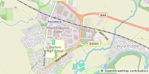 Map of Pershore, Worcestershire