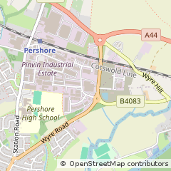 Map of Pershore, Worcestershire