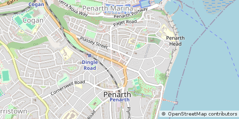 Map of Penarth, South Glamorgan