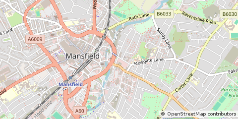 Map of Mansfield, Nottingham