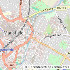 Map of Mansfield, Nottingham