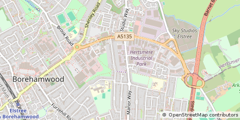 Map of Borehamwood, Hertfordshire