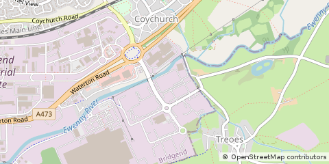 Map of Bridgend, Mid Glamorgan