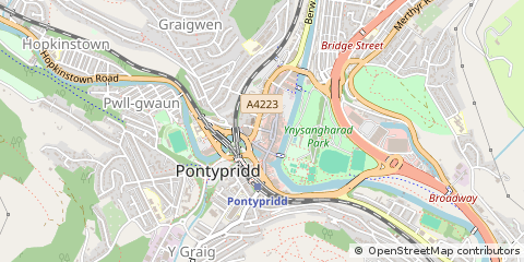 Map of Pontypridd, RCT