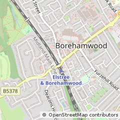 Map of Borehamwood, Hertfordshire