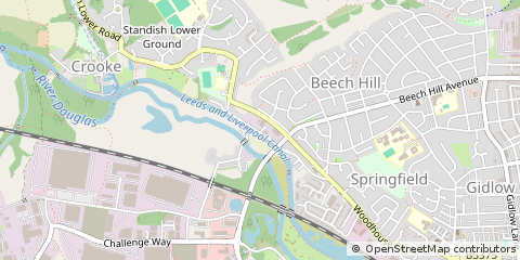 Map of Wigan, Lancashire
