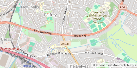 Map of Walsall, West Midlands