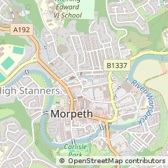 Map of Morpeth, Northumberland
