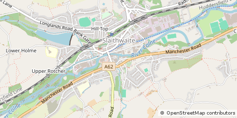 Map of Huddersfield, West Yorkshire