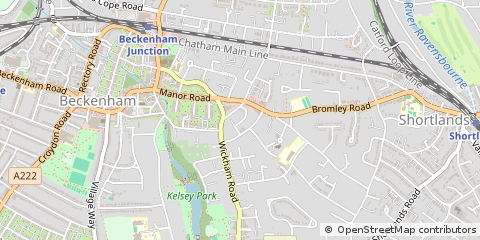 Map of Beckenham, Kent
